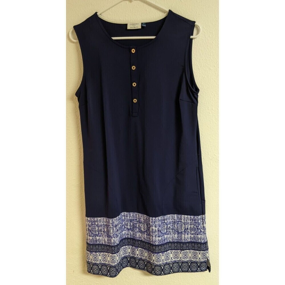 TALBOTS Cabana Life Sleeveless Swim Dress Navy Blue Size Small